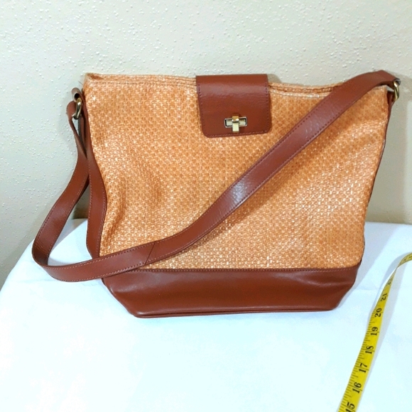 Talbots straw and leather handbag - Picture 2 of 6